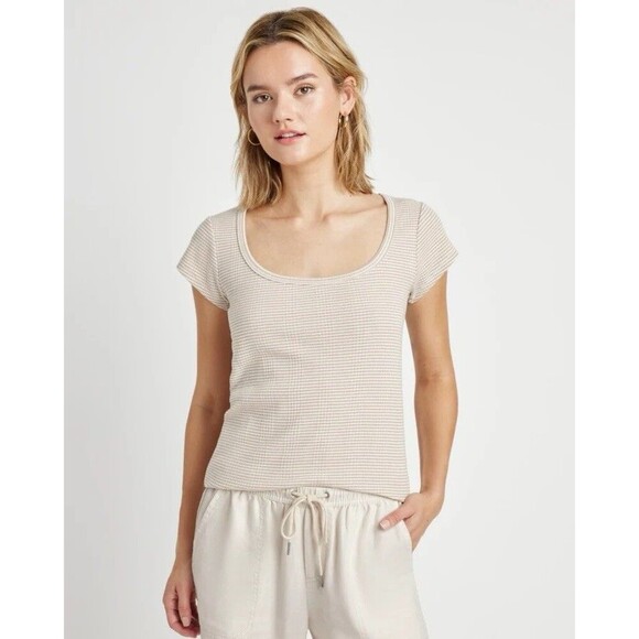 Splendid Selena Stripe Short Sleeve Tee Medium Ribbed Basic Capsule Minimalist - Picture 1 of 10